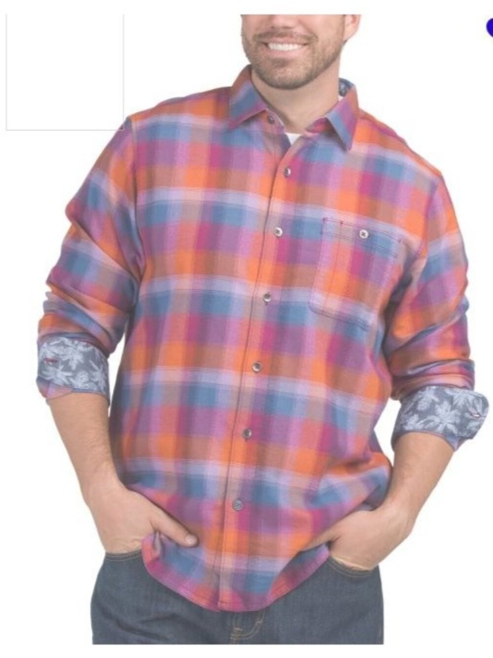 Tommy Bahama Mens Pink Blue Canyon Beach Flannel Button Up Shirt Sz 2XL Big New